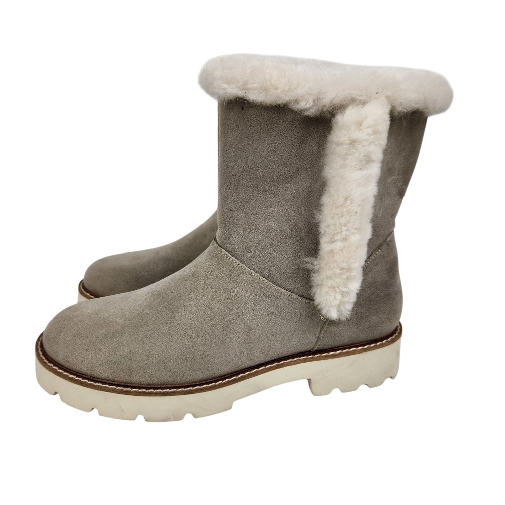 Oasis Society Gemma Nordic Grey Faux Fur Faux Suede Leather Boots Womens Size 9